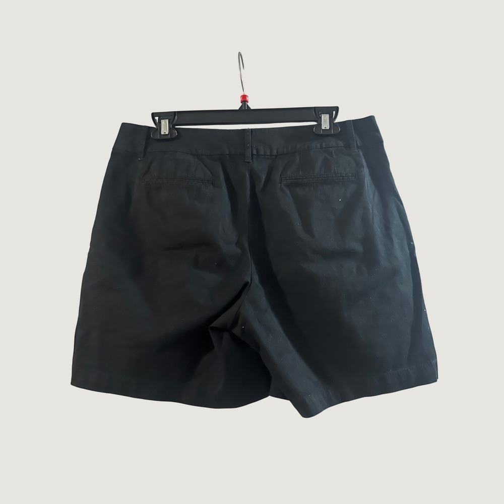 Madison Womens Black Chino Shorts Size 8 Cotton Blend Mid Rise Casual Classic - Picture 2 of 3
